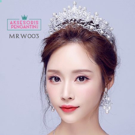 [READY STOCK] MAHKOTA PENGANTIN CRYSTAL AKSESORIS WEDDING CROWN MUTIARA MRW003