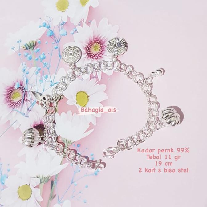 Gelang kaki bayi perak pakwa lonceng labu-tebal AP005