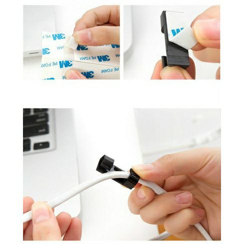 TGM - 20 PCS Klip Kabel Penjepit Perapih Klem Clip Wire Hose Clamp Organizer Cable Charger Organizer Colokan Meja Dinding 20pcs