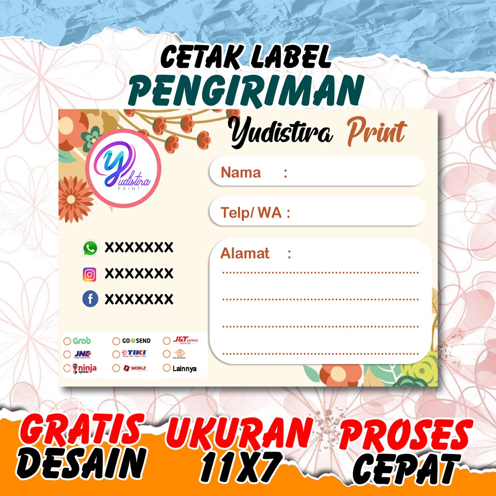 

STIKER PENGIRIMAN OLSHOP - LABEL PENGIRIMAN - LABEL PAKET KURIR
