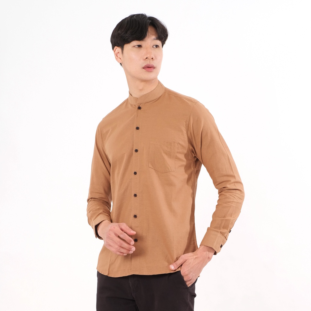 SANVANINA Kemeja Polos Pria Lengan Panjang Shanghai Cream Kareem Khaki | E-1414E