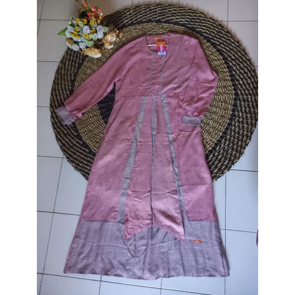 Gamis Couple Cople Pasangan Keluarga Muslim Kondangan Modern Kekinian Nibras Balance Dusty Rose Gami