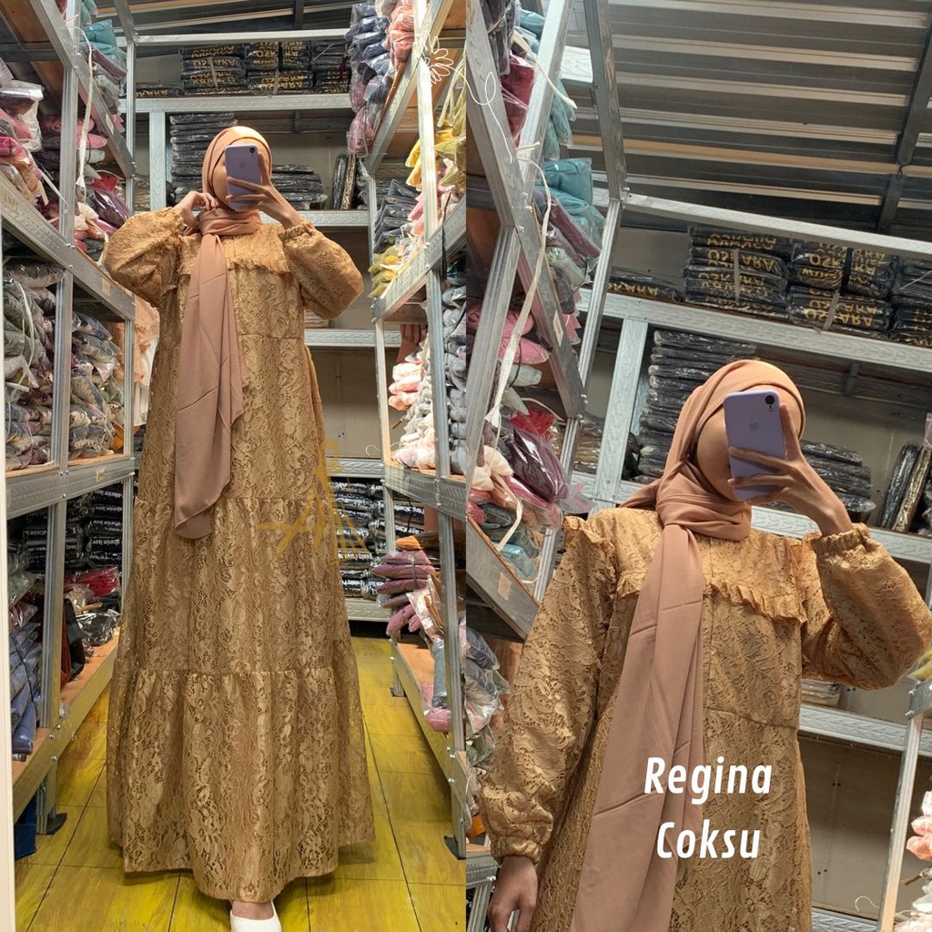 REGINA DRESS BRUKAT MEWAH / DRESS GAMIS BROKAT PREMIUM PESTA / KARINA DRESS GAUN BRIDEDMAID Gamis Kondangan