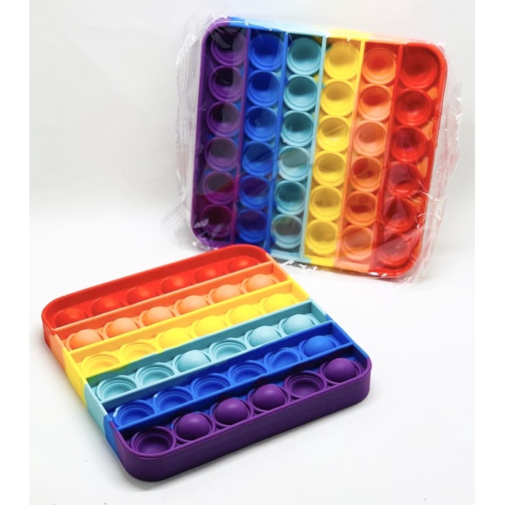 [FS] POP IT Fidget Toy mainan untuk penghilang stres pada anak Push bubble toy READY-Rainbow square