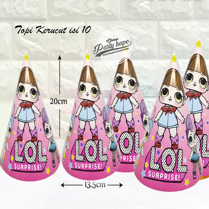 Topi Ulang Tahun lol / Topi Pesta lol suprice / topi ultah kerucut lol