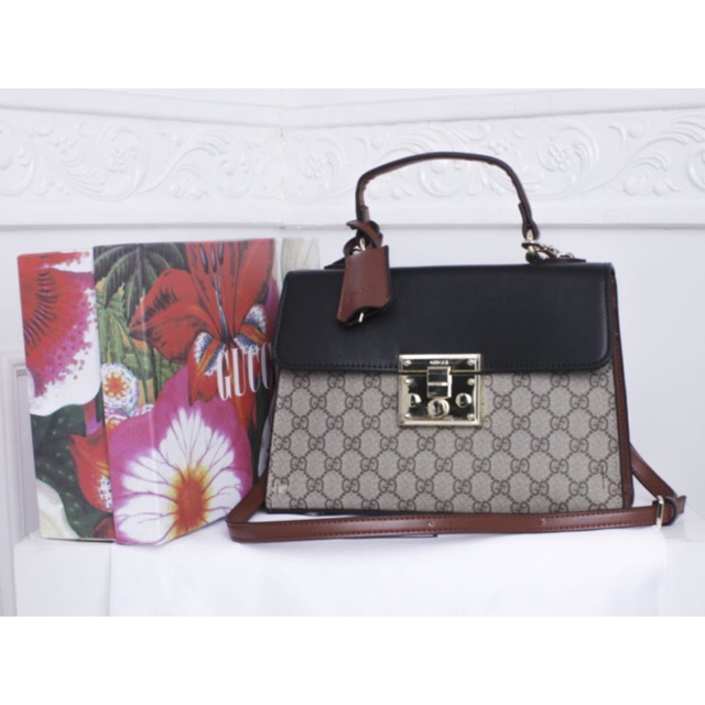 Gucci padlock GG supreme Top Handle Bag 8030 With box + Dustbag
