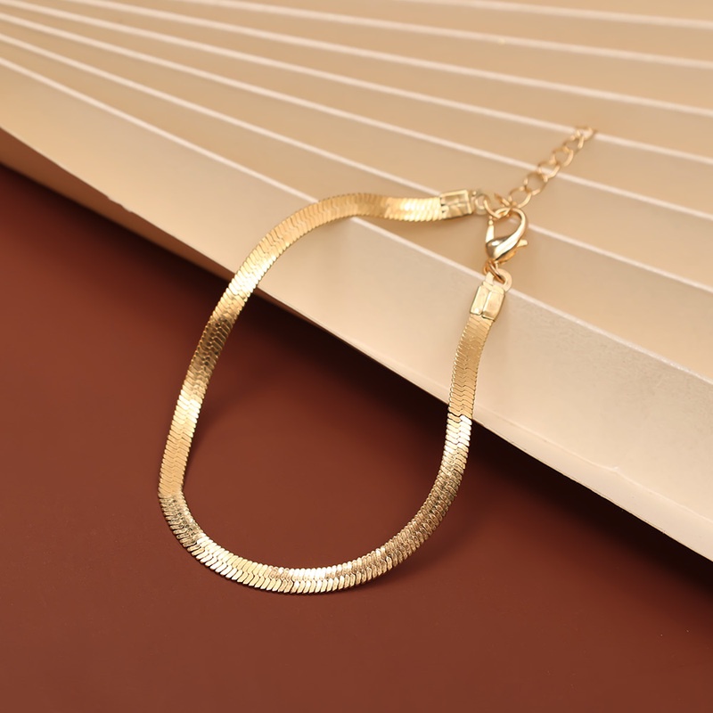 Gelang Rantai Ular Bahan Stainless Steel Gaya Bohemia Klasik Warna Emas Silver Untuk Wanita