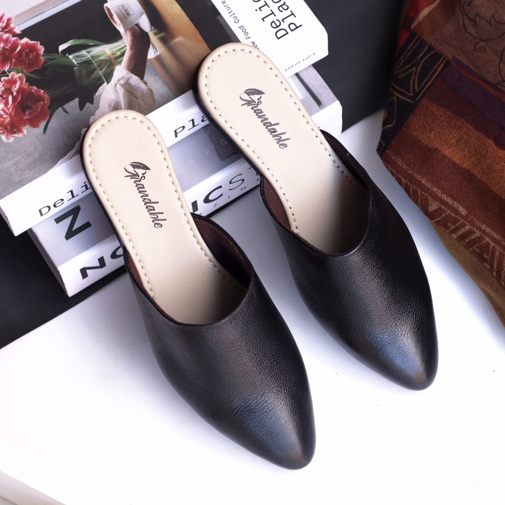 BLUES  Sepatu Flat Wanita Sepatu Slip On Wanita FlatShoes Slop Kulit Asli Sepatu Kerja Cewe Semi Formal Kekinian Original