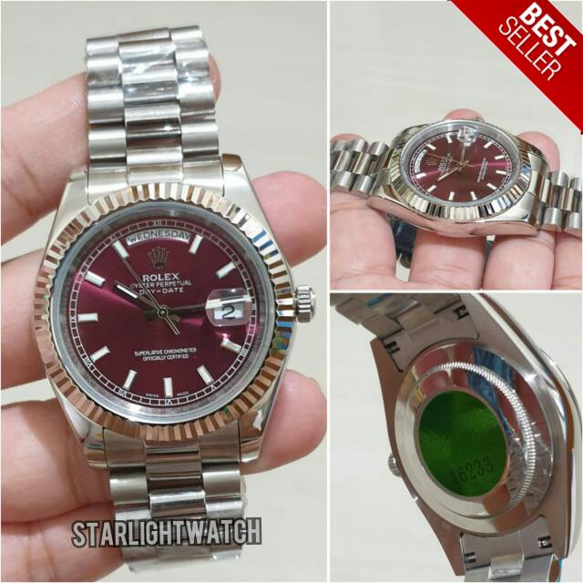 JAM TANGAN PRIA ROLEX DAY DATE AUTOMETIC SILVER