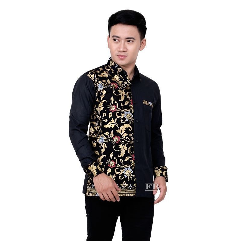 Kemeja Batik Pria Modern Lengan Panjang Casual Modis Slim Fit Trendi Masa Kini