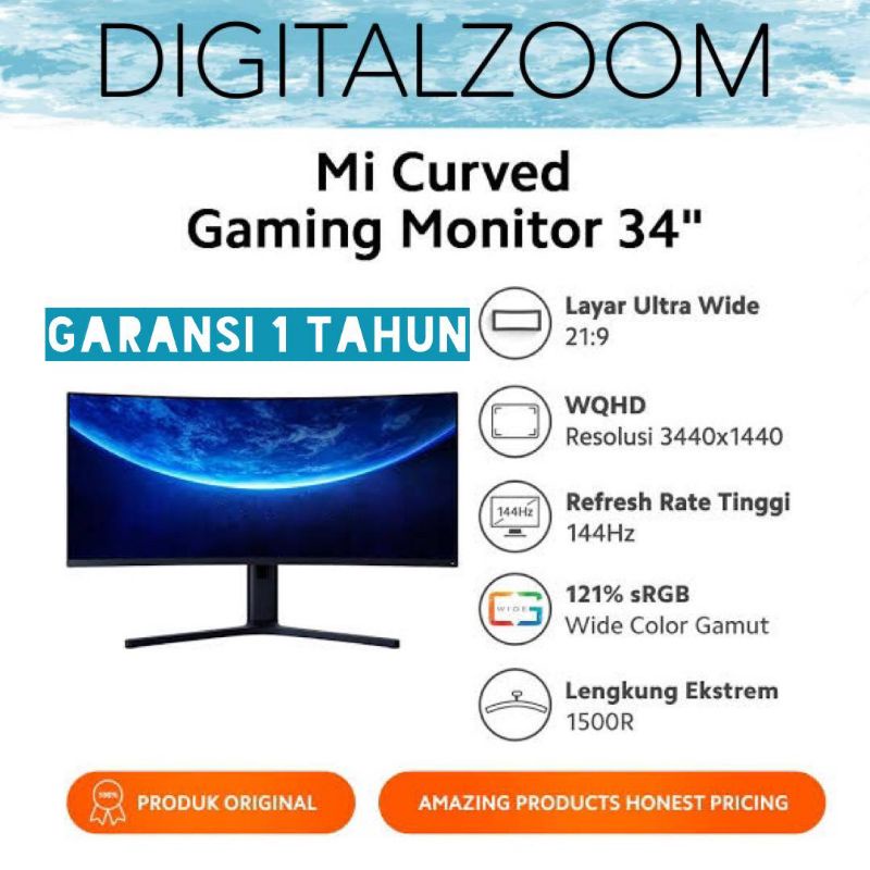 Xiaomi Monitor Gaming Curved 34 inch 144hz | Shopee Indonesia
