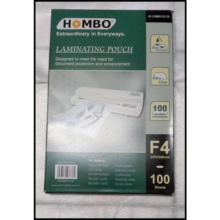 

Force | Laminating Pouch Film Ukuran F4 Merk Hombo