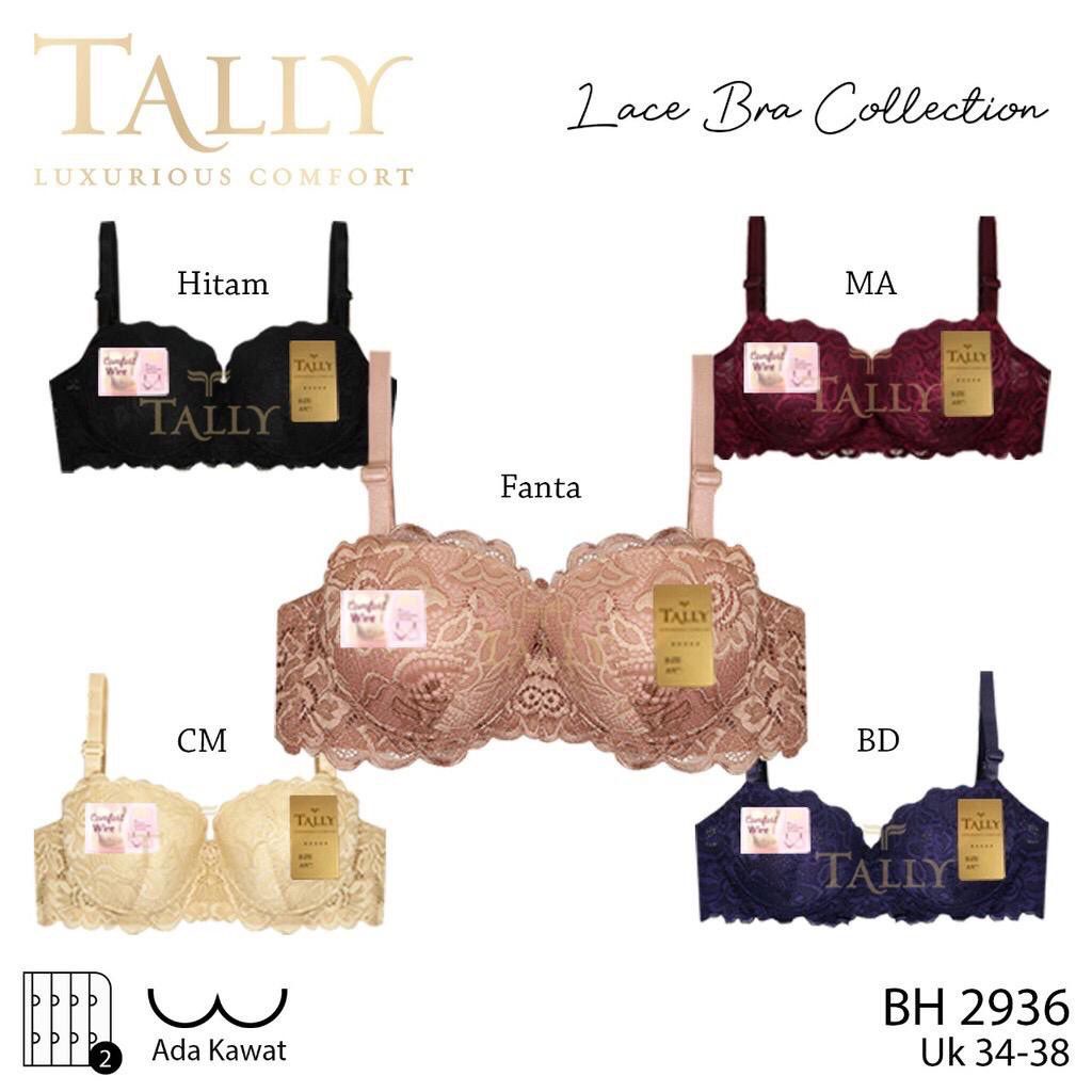 MURAH ! BH BRA TALLY 2936 Bra Brokat Busa Tipis Ada Kawat CUP B | BROKAT FULL | ADA RENDA SETENGAH CUP | BAHAN IMPORT SIZE 34 36 38 ARA98STORE