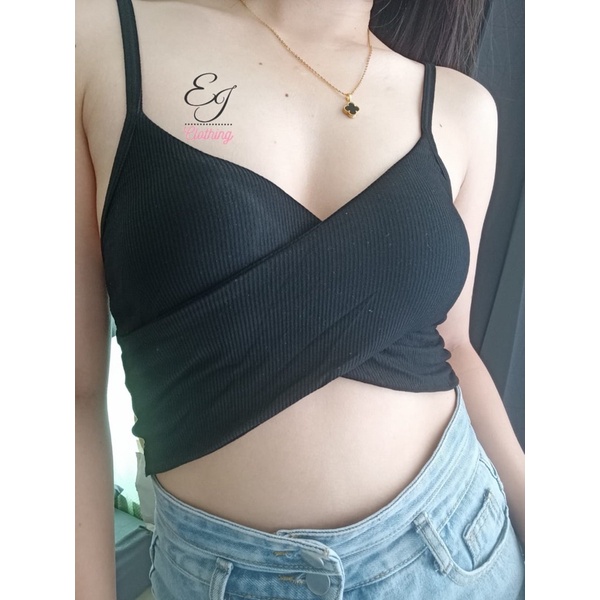 EJ - BR05 - Sling Tanktop / Crop Top / Atasan Wanita Bralette Push Up-BR07 HITAM