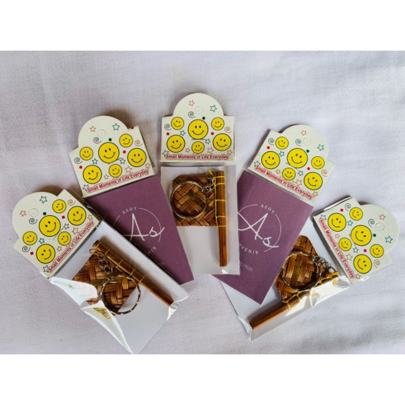 Gantungan Kunci Mobil Motor Kipas Mini Souvenir pernikahan Anyaman Bambu Wood Craft Kerajinan Tangan