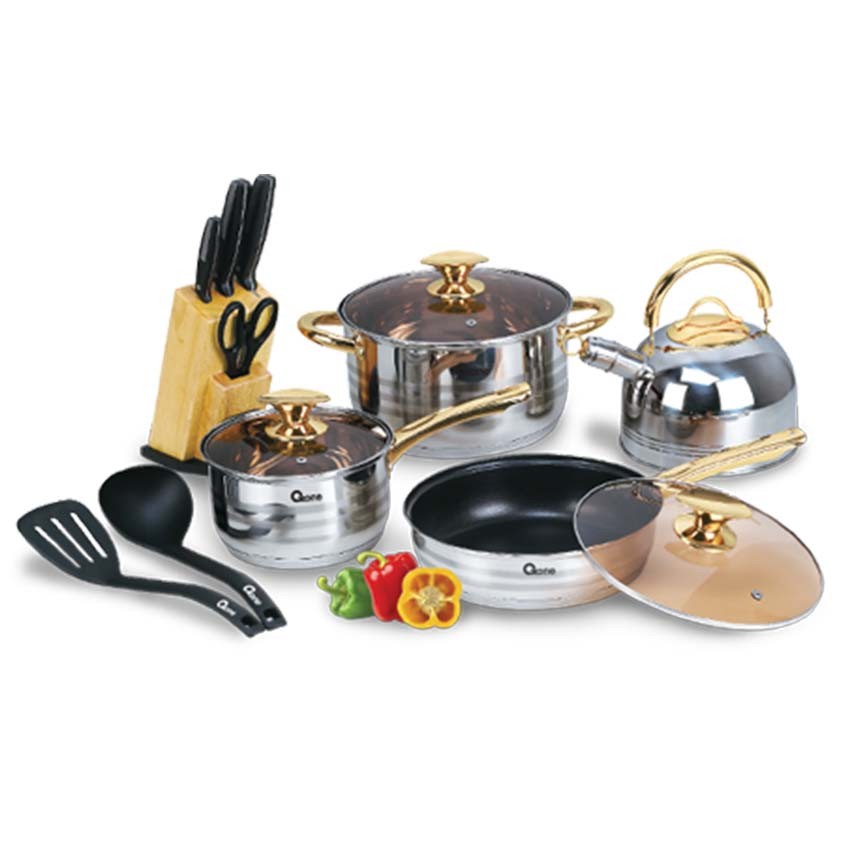 Oxone Ox-777 Rosegold Cookware Set Panci Emas Gold Ox 777 Peralatan Masak Kuali Penggoreng Nampan