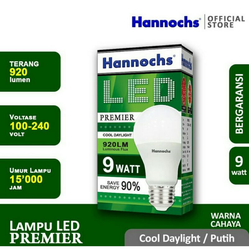 Lampu Led Hannochs 9w/9 Watt Premier Bolam