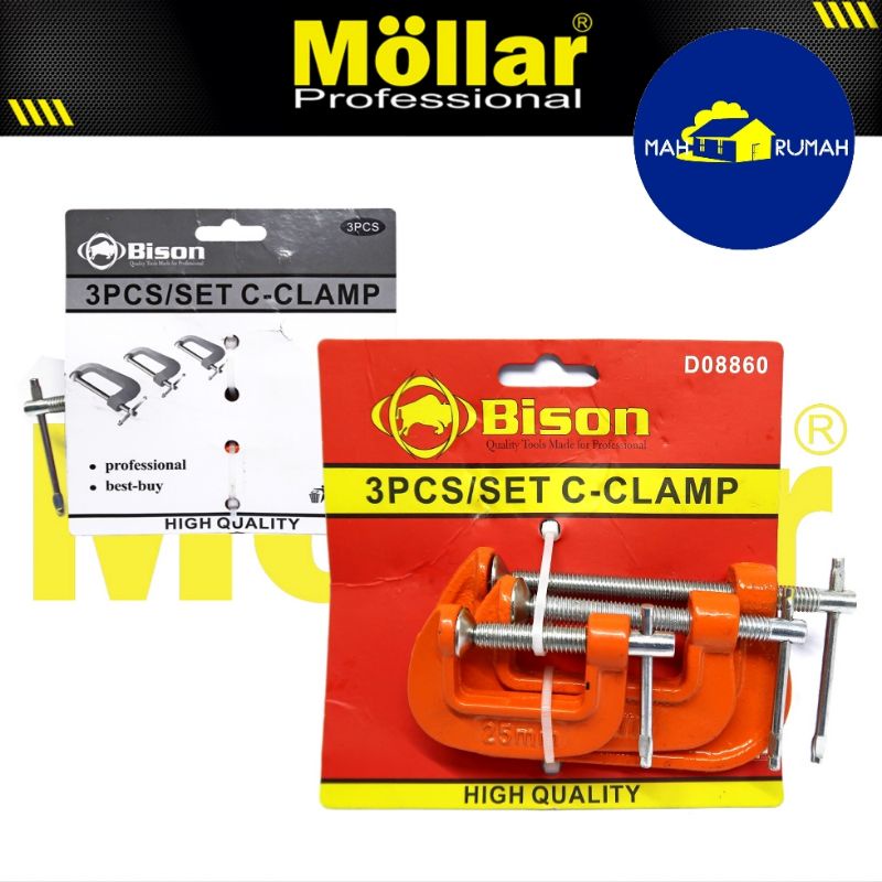 SET Clamp CATOK C LIGHT DUTY Klem Clem Jepit Kayu - BISON 1&quot; 2&quot; 3&quot;