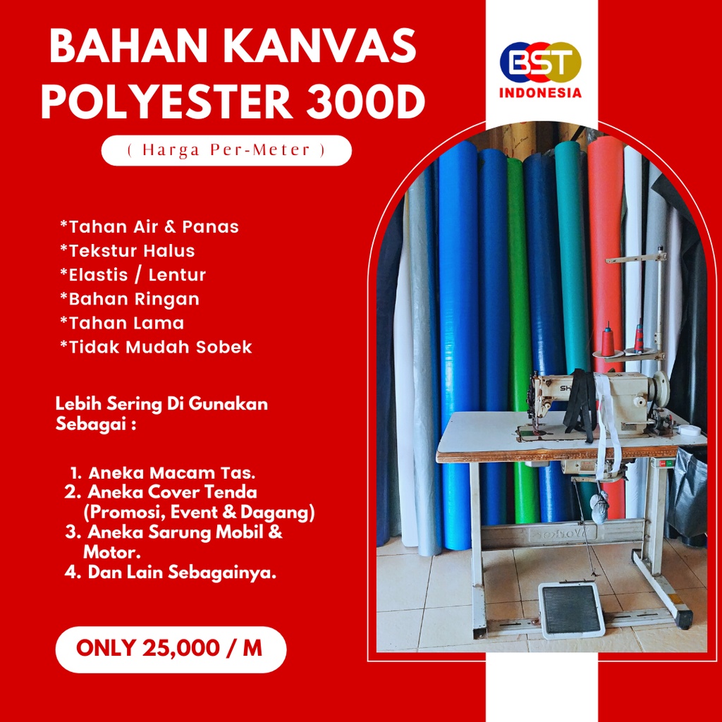 BAHAN KANOPI TAS TENDA KAIN KANVAS POLYESTER 300D WATERPROOF METERAN KAIN KANVAS TERPAL KANVAS IMPOR