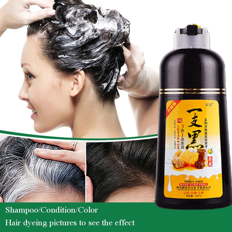 Pewarna rambut 650ml Shampo pewarna rambut  Cat rambut hitam cat rambut permanen