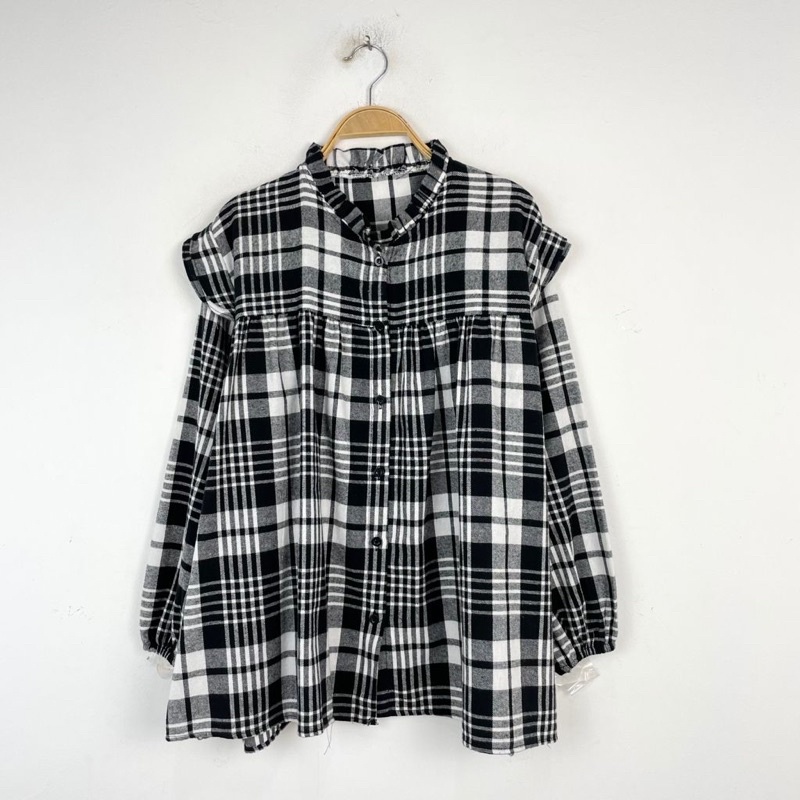 KEMEJA WANITA / kemeja wanita motif / kemeja wanita lengan panjang / kemeja batwing /kemeja-Foto 2