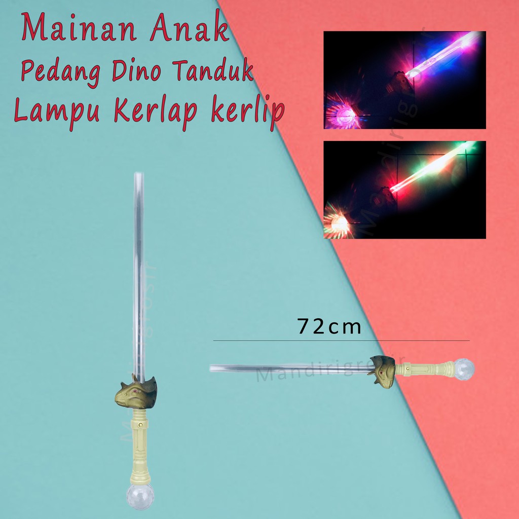 Pedang Dino Tanduk *Mainan * Pedang Lampu kerlap kerlip * 72cm