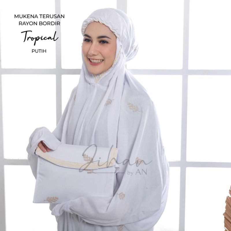 Mukena Terusan Bordir katun Rayon Travelling Jumbo Mukena Lajuran Mukena Pocong