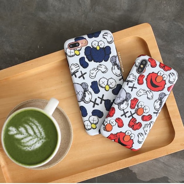 Sesame Street X kaws Case iPhone All Series| Elmo Case Cookies Case - Merah