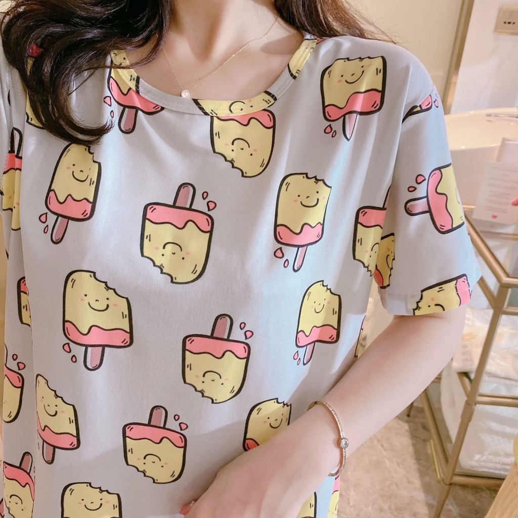 Baju Tidur Piyama Import HP-HP Ice Cream Blue