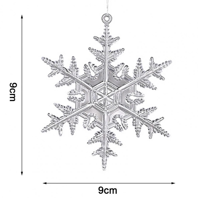 6pcs / Pak Liontin Gantung Bentuk Kepingan Salju Hollow Bahan Akrilik Transparan Untuk Pohon Natal