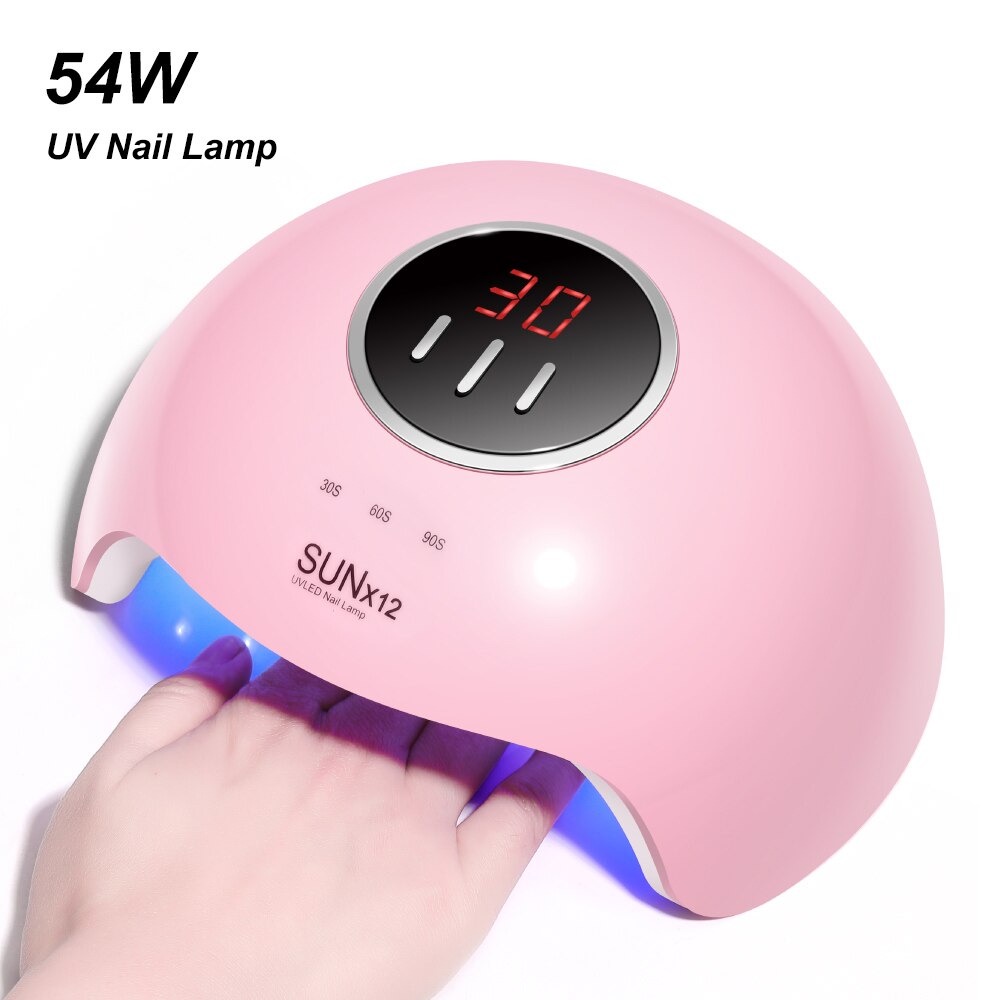 gs8a Biutte.co sun pengering kutek kuku uv led nail dryer 54w x12 pink Or-i