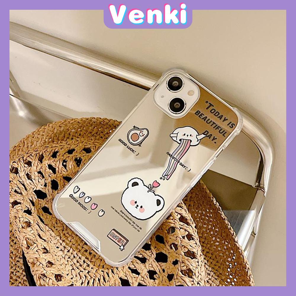 iPhone Case Luxury Acrylic Mirror Airbag Shockproof Protection Camera Rainbow Bear Cartoon Cute Compatible For iPhone 11 Pro Max 13 Pro Max 12 Pro Max 7Plus XS Max