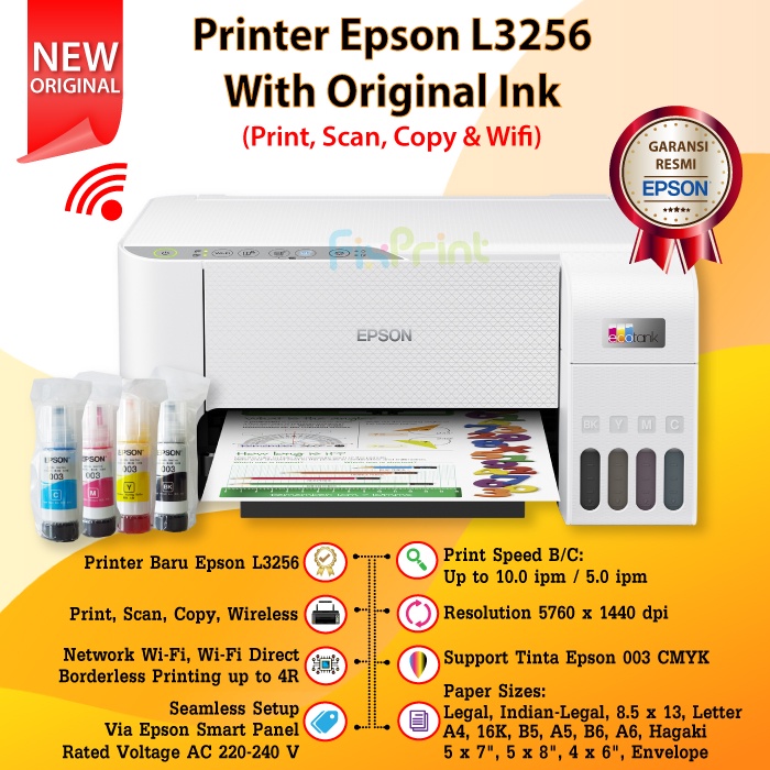 Printer Epson EcoTank L3256 l3256 l3256 A4 WiFi All-in-One Print Scan Copy New