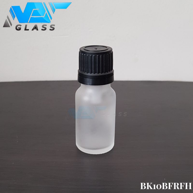 botol kaca 10ml bening frosted doff tutup filler hitam