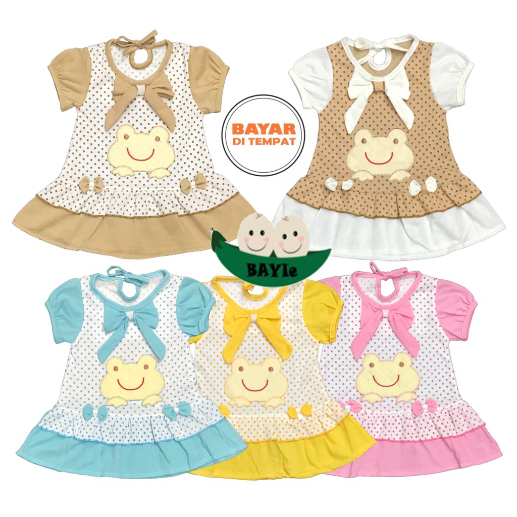 BAYIe - Baju bayi Perempuan Dress motif KEROPY PLANET KIDS usia 0-12 bulan / Pakaian anak Cewek