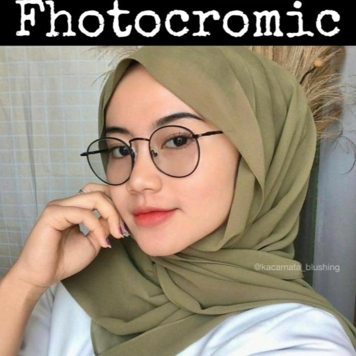 ACCG Kacamata PHOTOCROMIC Wanita Lensa Rangka Tranparan Retro Vintage Metal Srame Eyeglasses Unisex