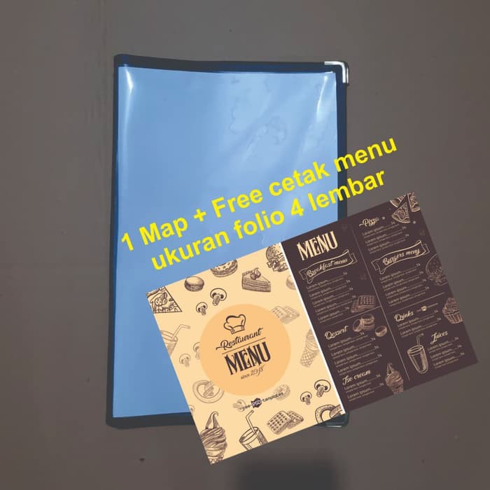 Paket Buku / Map Menu Folio Lipat dua + cetak