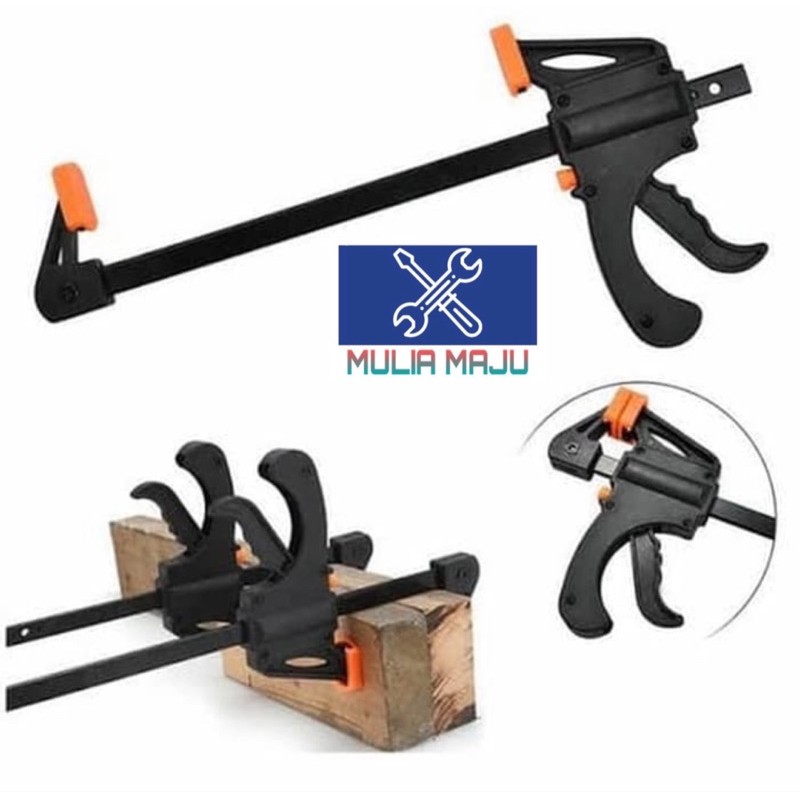 F Clamp 6 inch Body Besar Catok Klem kayu Ratchet Grip