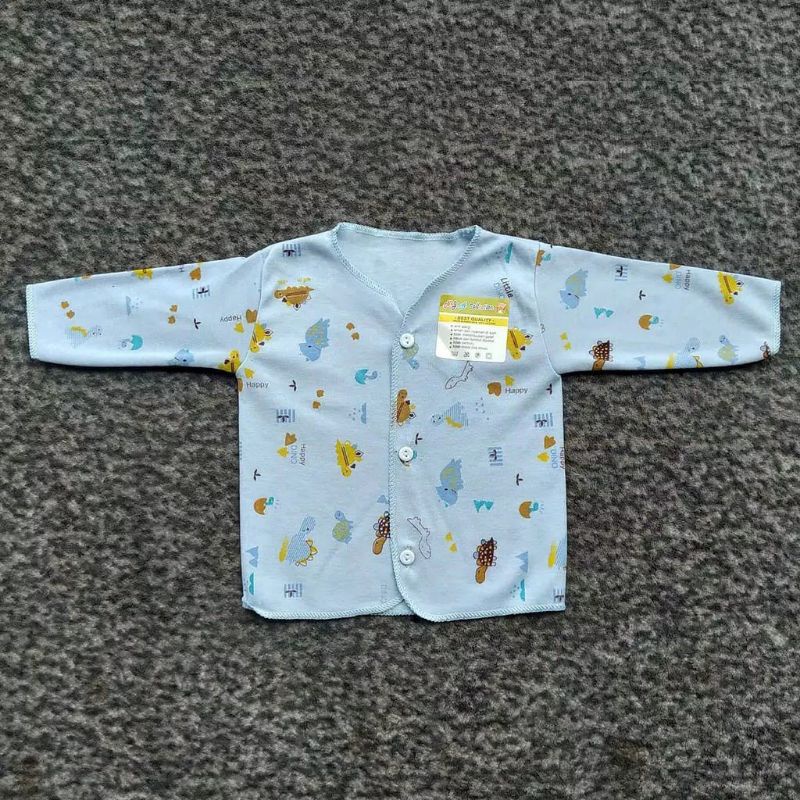 PROMO 3 PCS BAJU BAYI LENGAN PANJANG MOTIF WARNA - BAJU BAYI KANCING (NEWBORN)