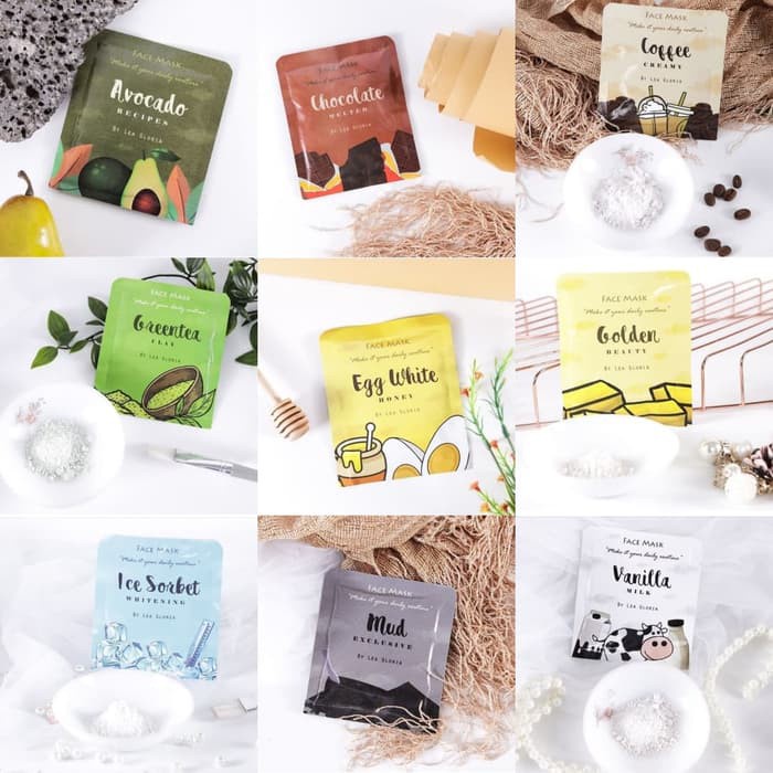 Lea Gloria Masker Wajah 20 Gram / Lea Gloria Face Mask / Masker Wajah Bubuk 20 Gram Lea Gloria 01