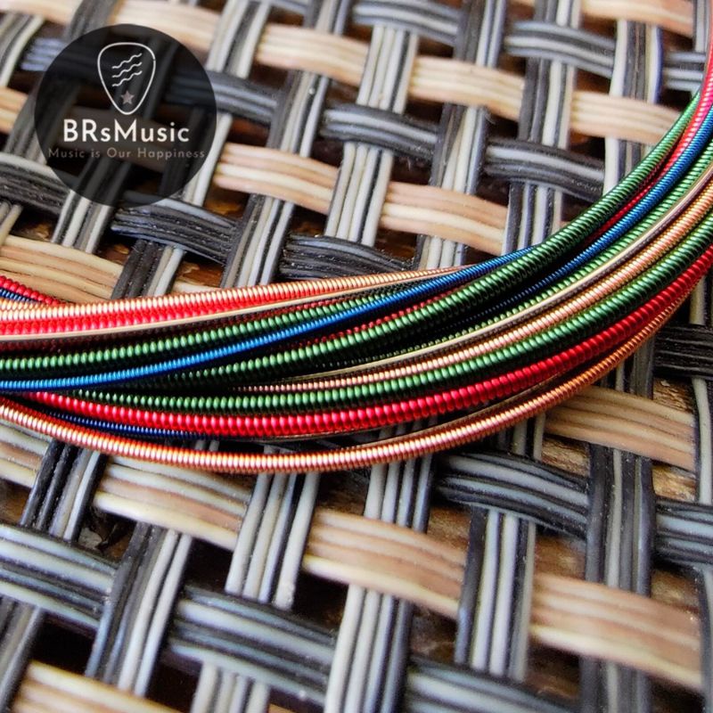 Senar Gitar Akustik Warna Warni Pelangi Colorful String Fullset 6 Tali