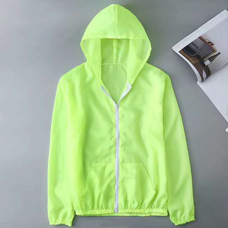 Jaket Anti UV Jaket Hoodie Wanita Pelindung Anti Sinar Matahari / Anti Angin-Hijau Stabilo-S