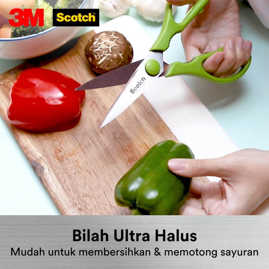 Scotch 3M Gunting Dapur Premium KS-AB Hijau 8 Inch