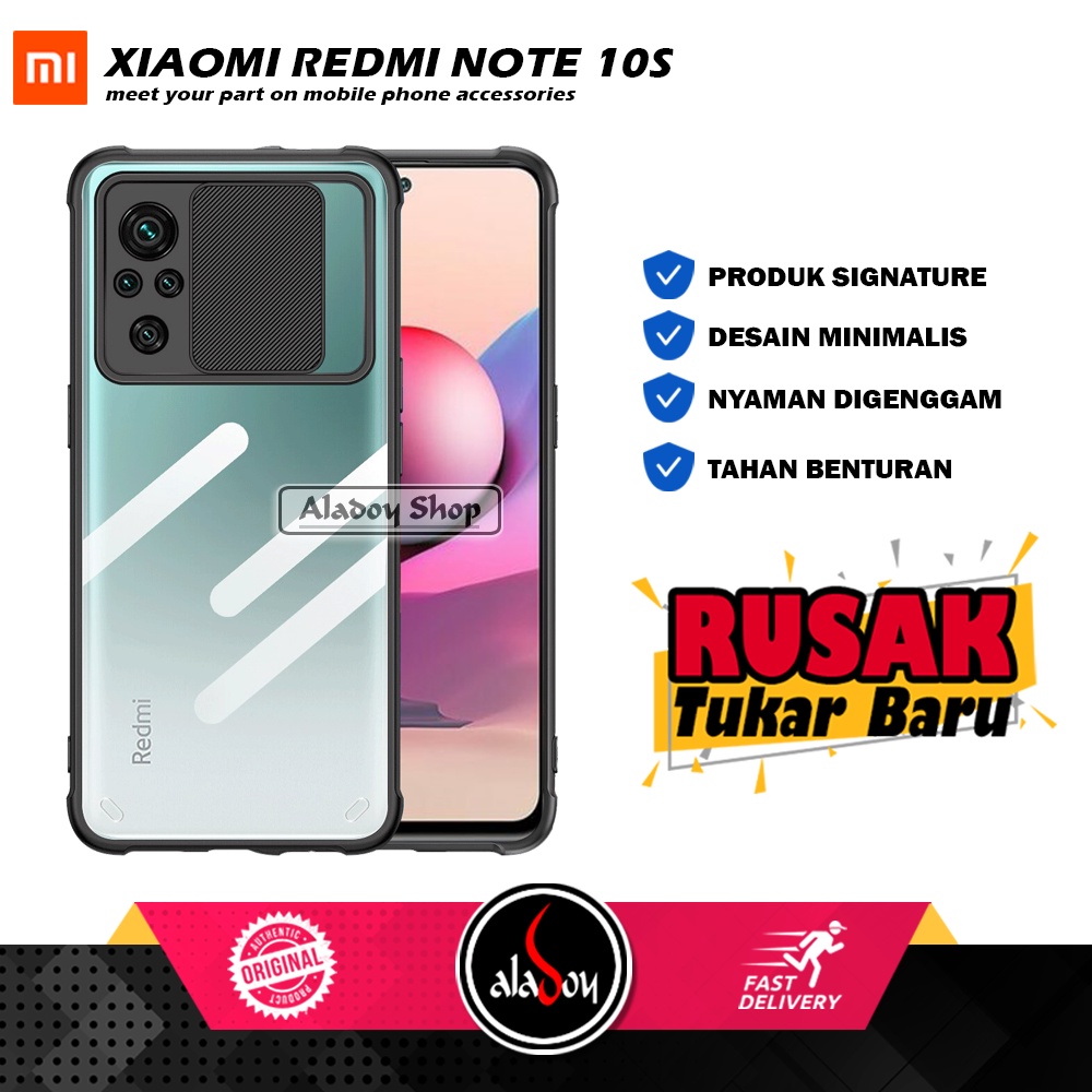 Case Xiaomi Redmi Note 10S  Armor Fusion Slide Transparent Protection Camera Premium Casing