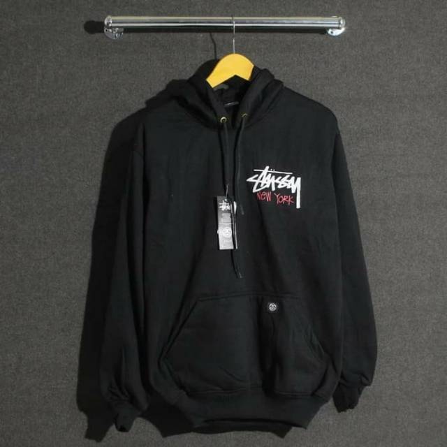 jaket sweater stussy new york hitam jumper/hoodie pria premium