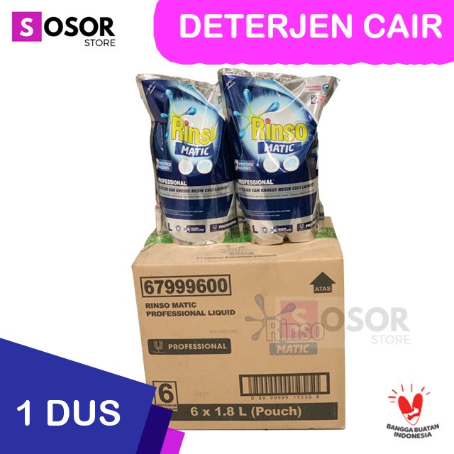 RINSO Matic Professional Cair 1,8 Liter - 1 DUS (6 Pouch)