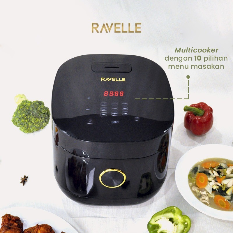 Ravelle Smart Digital Rice Cooker Low Carbo Low Sugar 5L - Onyx Black