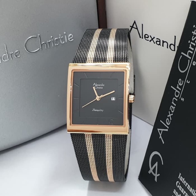 Jam Tangan Wanita/Cewek Alexandre Christie AC 8333 Rosegold Black.Original Garansi Resmi 1 Tahun