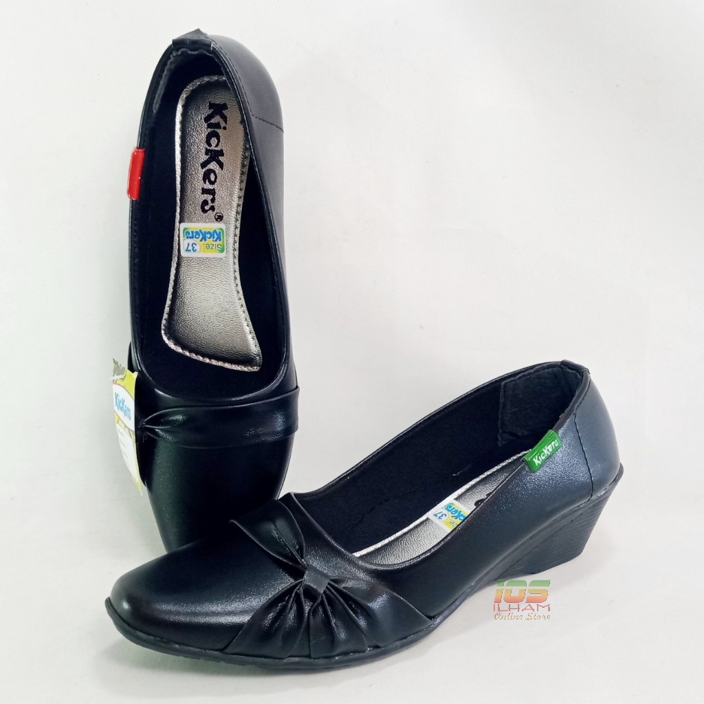 Kickers D.20 Sepatu Pantofel Wanita Pita Sol TPR Hak 37-42 Hitam