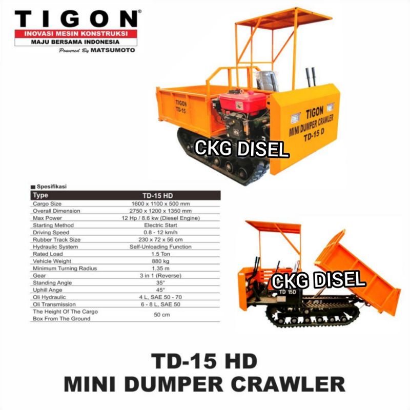 Mini Dumper Crawler TIGON TD-15 HD | Load 1.5 Ton